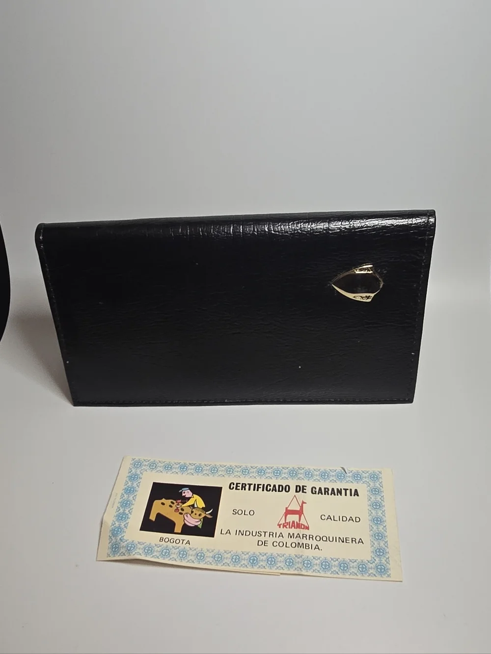 Trianon Columbia Black Women's Leather Wallet with Gold Accent